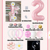 A set of 42 pink and white balloons including a large number balloon, glue dots, and various sized inflated balloons.