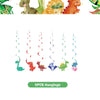 A set of six dinosaur-themed hangings featuring various colored dinosaurs.