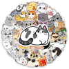 A circular arrangement of various funny cartoon cat meme stickers featuring different cats and expressions.