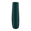 A tall, dark green, ribbed floor vase.