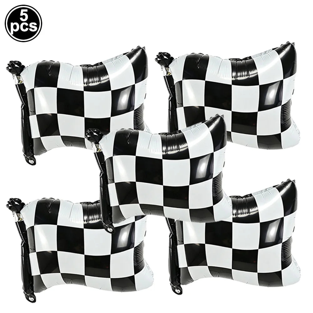 Race Car Birthday Party Balloon Decoration Set with Traffic Lights, Cones & Checkered Flags