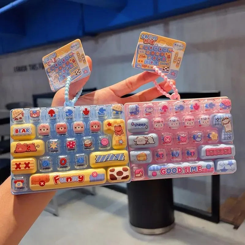Giant Keycap Fidget Clicker Keychain Set