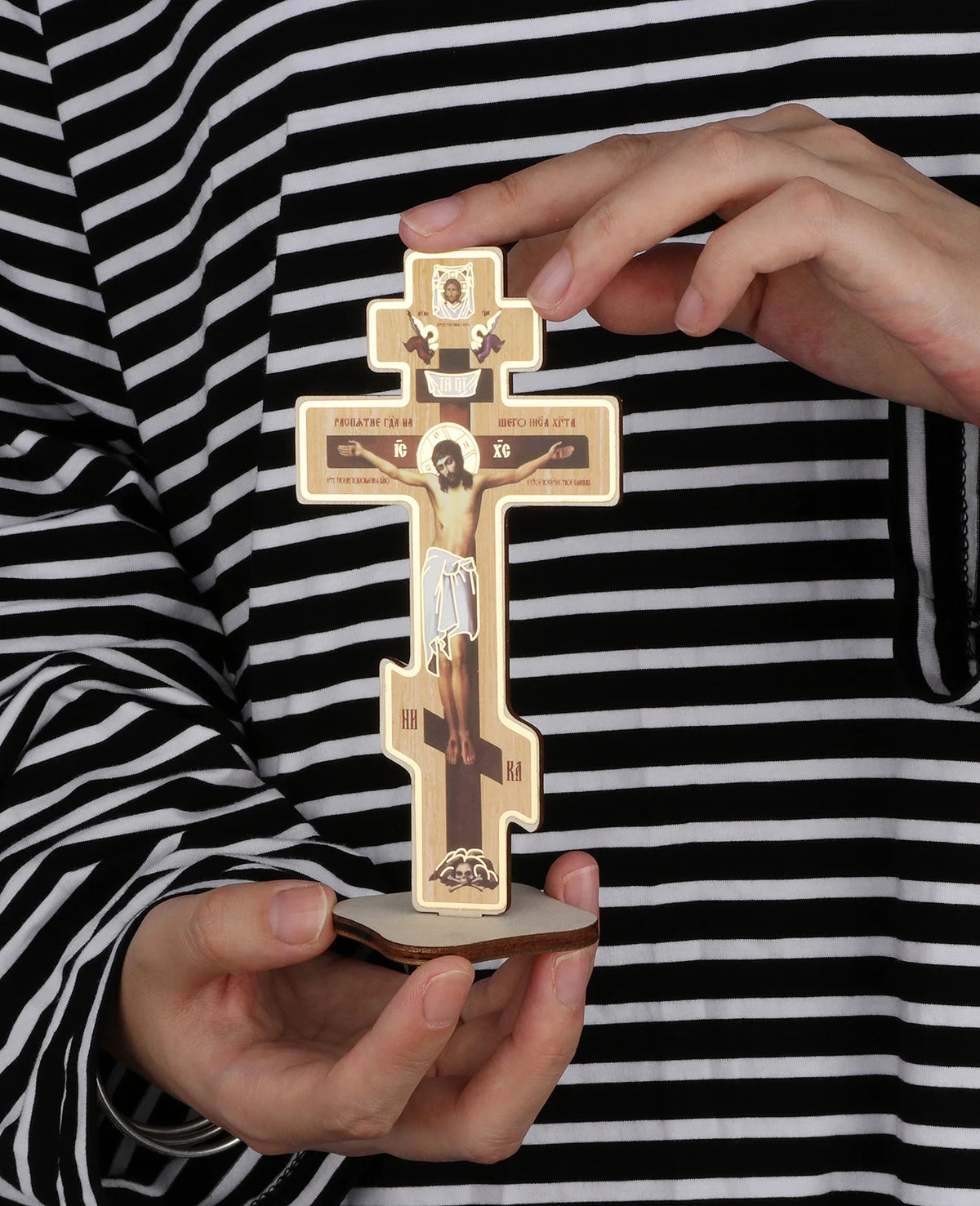 Handcrafted Wooden Orthodox Crucifix Desk Display