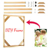 DIY frame kit with wood strips and hardware for creating a custom framed canvas wall art