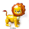 A large yellow lion foil balloon depicting a jungle safari animal.