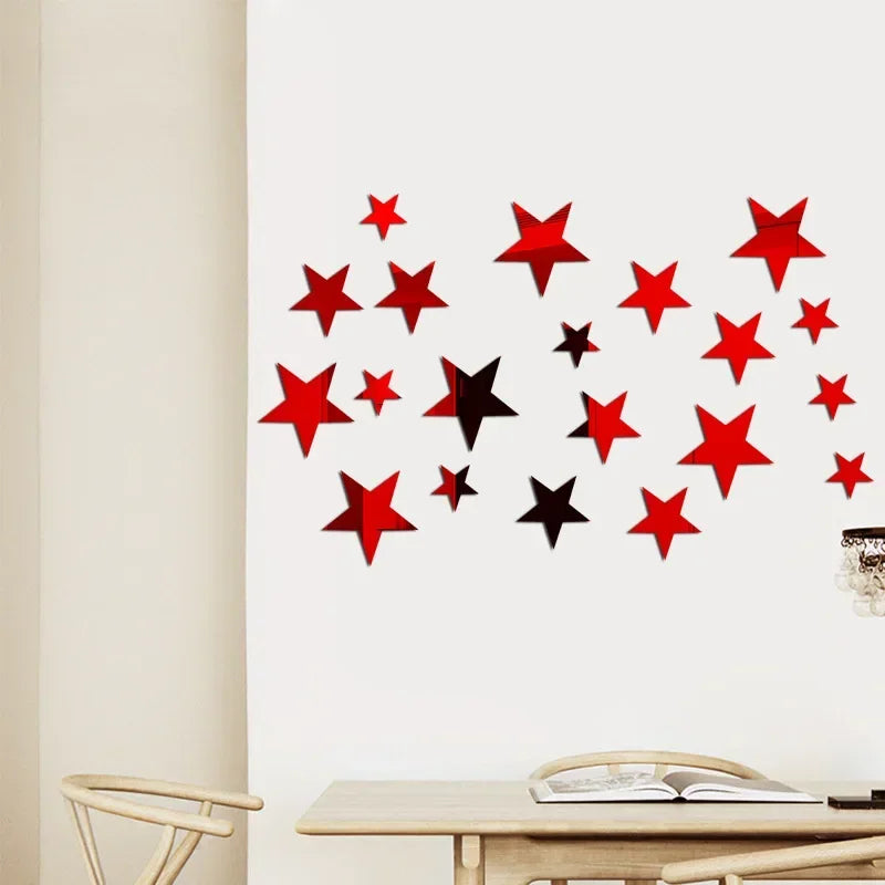20-Piece Acrylic Moon & Star Wall Decals with 3D Mirror Finish