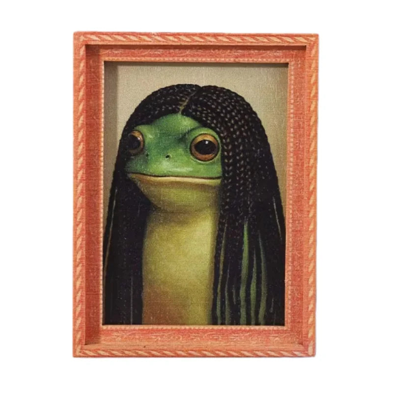 Whimsical Frog Wooden Fridge Magnets with Retro Charm