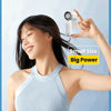 A woman is using a third-generation air-concentrating turbine handheld fan, demonstrating its small size and powerful airflow