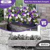 Before and after comparison showing artificial petunia bundles used for outdoor home decor