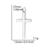 A silver cross charm with dimensions 27mm long and weighs 1.1 grams.