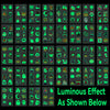 A grid of glow-in-the-dark Halloween temporary tattoos showing various spooky designs.