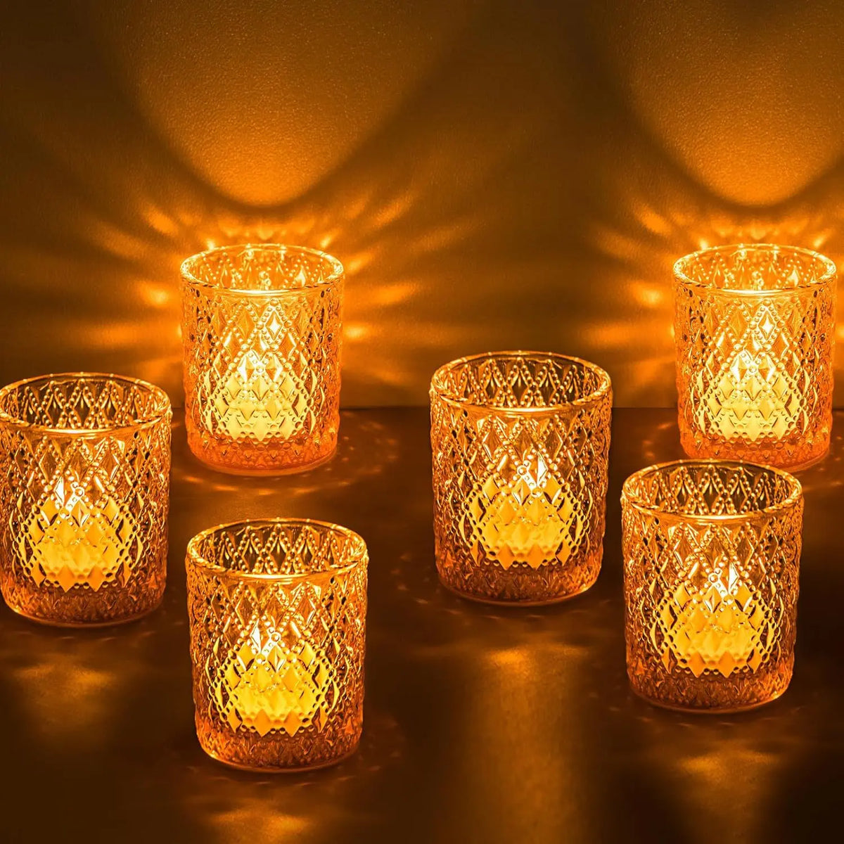 Golden Glass Tealight Candle Holder for Weddings & Home Decor