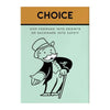 Impresión en lienzo titulada CHOICE con un dibujo lineal de un hombre avanzando hacia el crecimiento o retrocediendo hacia la
