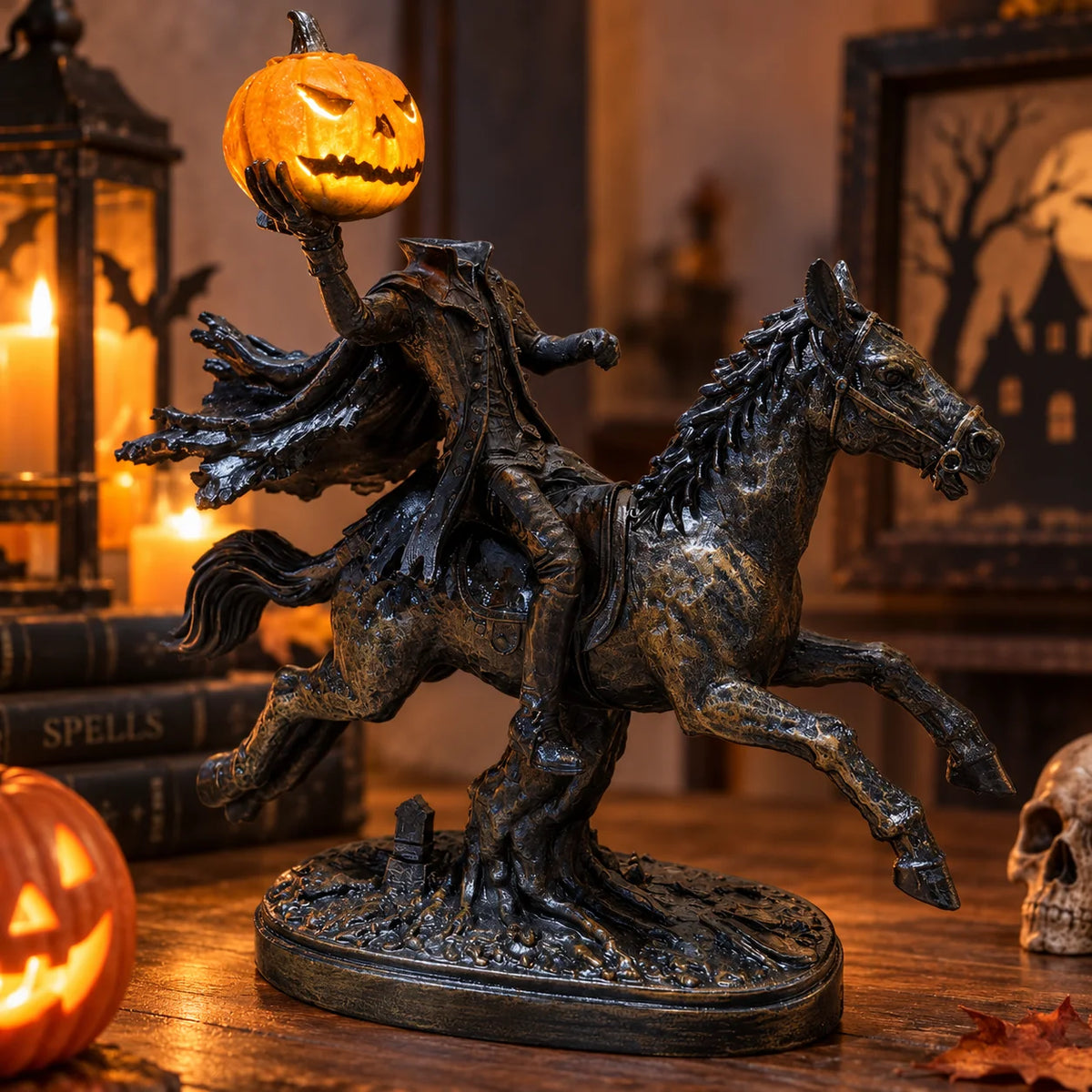 Headless Horseman Statue Halloween Spooky Figurine