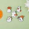 Halloween Enamel Pins Set - Cute Ghost, Black Cat, and Pumpkin Brooches for Kids