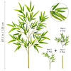 Illustration of an artificial bamboo branch with green leaves shown in full view and disassembled parts.