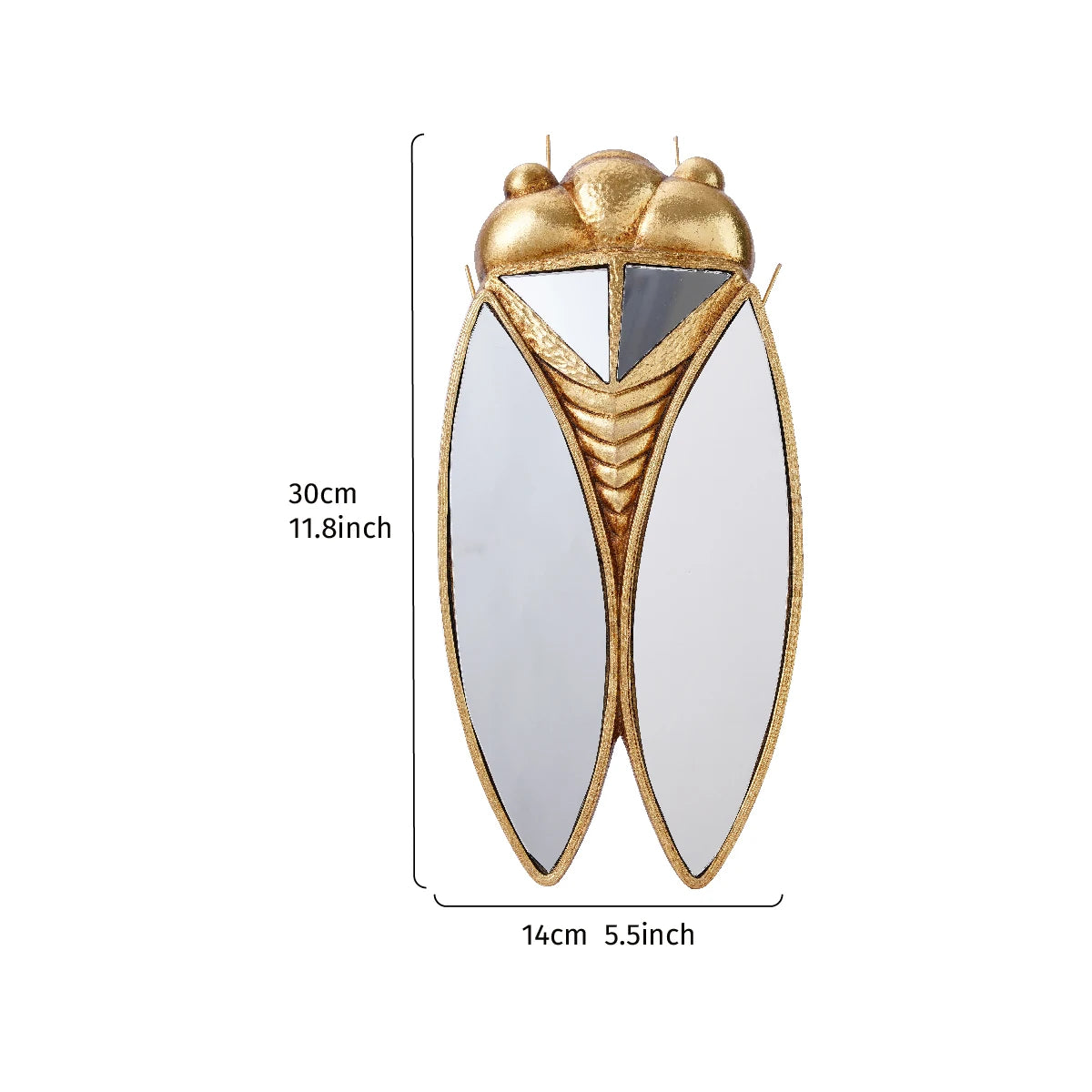 Golden cicada hanging ornament made of resin with a metallic gold finish