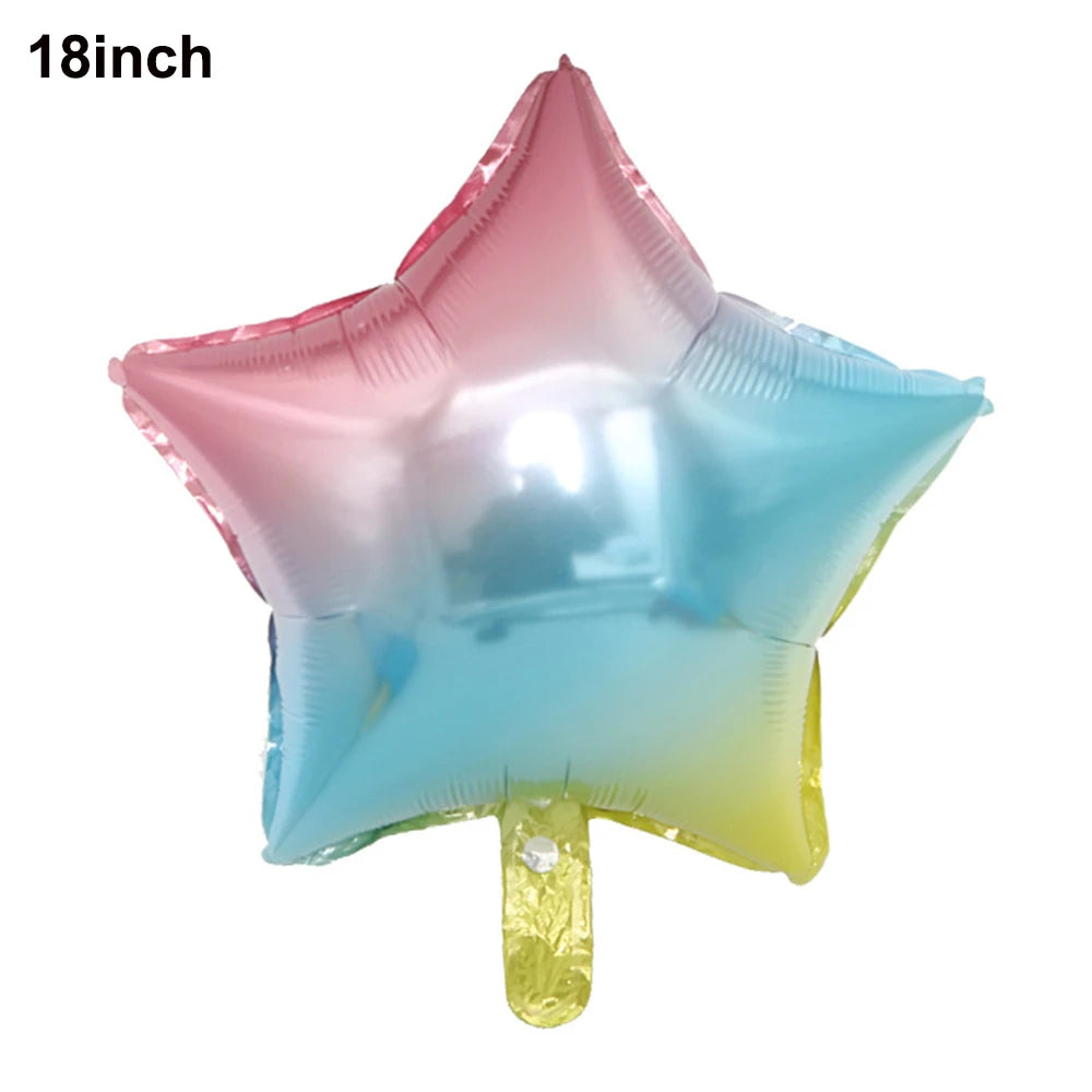 A 18-inch foil balloon shaped like a star with pink and blue iridescent colors.