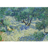 An oil painting depicting a sunlit, overgrown landscape with trees and winding paths.
