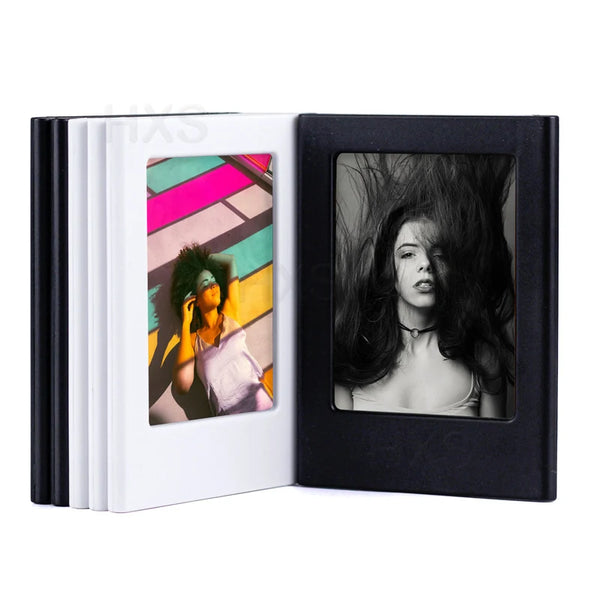 A set of black magnetic photo frames displaying a portrait of a woman with dark hair and vibrant colors.