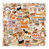 A sticker pack featuring cute ghost and book designs with autumn themes like leaves, pumpkins, and cozy imagery.