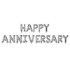Silver foil balloons spelling out HAPPY ANNIVERSARY
