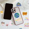 An inspirational sticker pack featuring various designs like Be Kind and Kindness is Cool on a clear vinyl sheet.