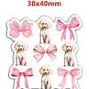 Set of pink and beige poodle acrylic flatback charms with bows for DIY crafts
