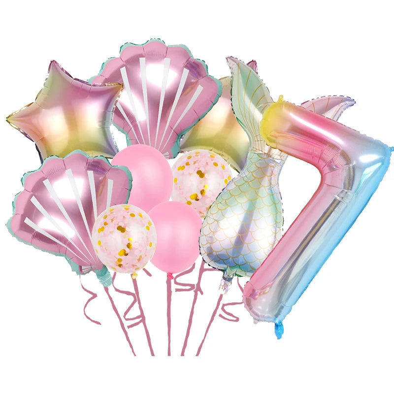 Purple Mermaid Birthday Party Supplies Kit for Girls