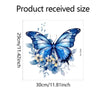 A blue butterfly decal shown next to a ruler indicating its size is 29cm or 11.42 inches.