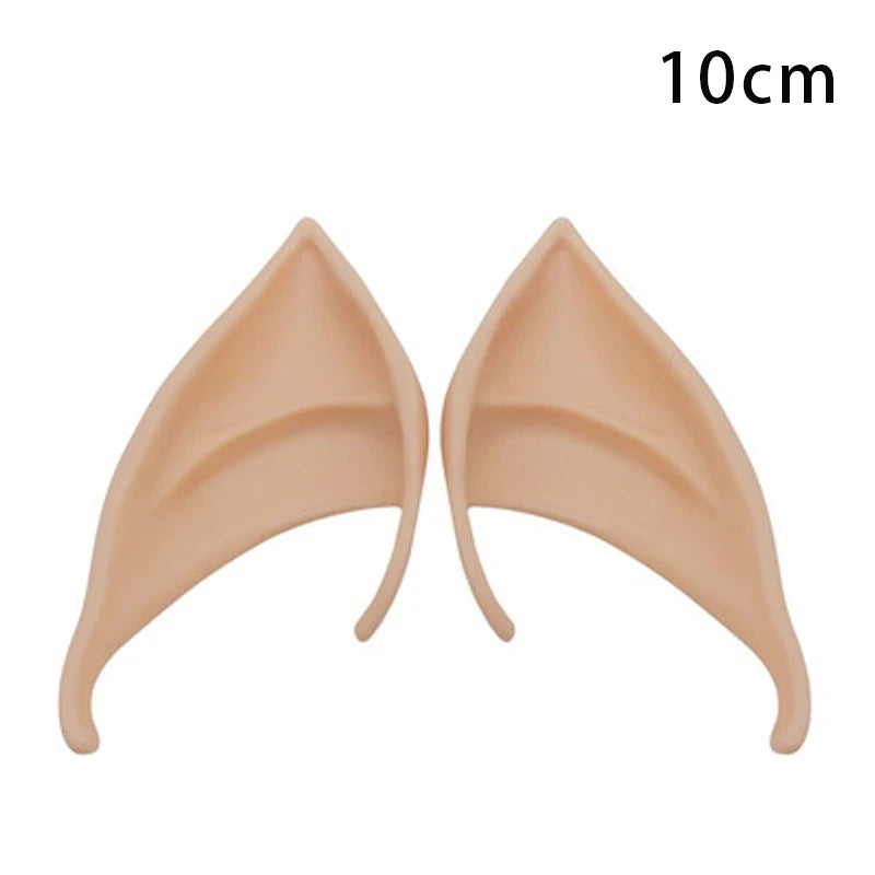 Pair of realistic tan latex elf ears for cosplay and costume parties, measuring 10cm.