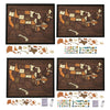 A set of wooden USA travel map puzzles and stickers showing various states and regions.