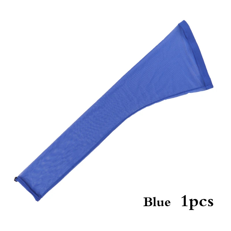 Blue stretchy hair net cap with a drawstring sleeve for dreadlocks