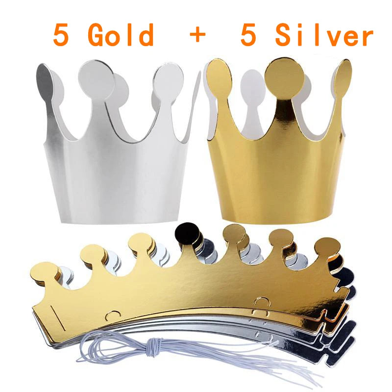 Happy Birthday Paper Party Hats – Prince & Princess Crowns for Kids and Adults
