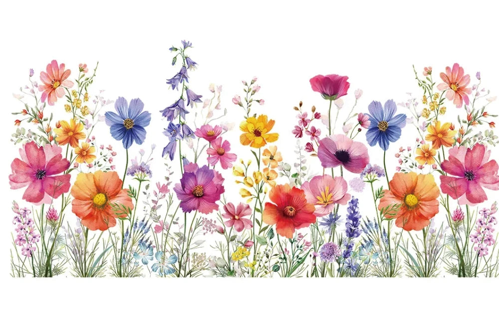 Wasserfarbenillustration verschiedener bunter Wildblumen und Blüten