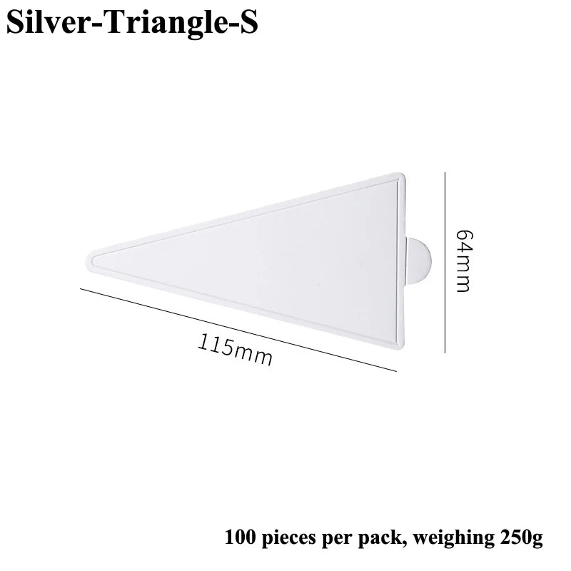 A white Silver-Triangle-S dessert cake board, 115mm long and 64mm high.