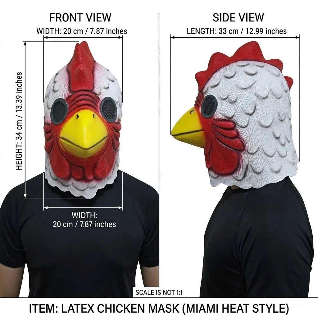 Realistic Latex Rooster Head Mask for Halloween & Cosplay