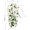 A vertical arrangement of white artificial bougainvillea vine flowers used for home and wedding decor.