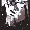 A dark, distressed graphic poster featuring the My Chemical Romance and The Black Parade logos over a cityscape silhouette.