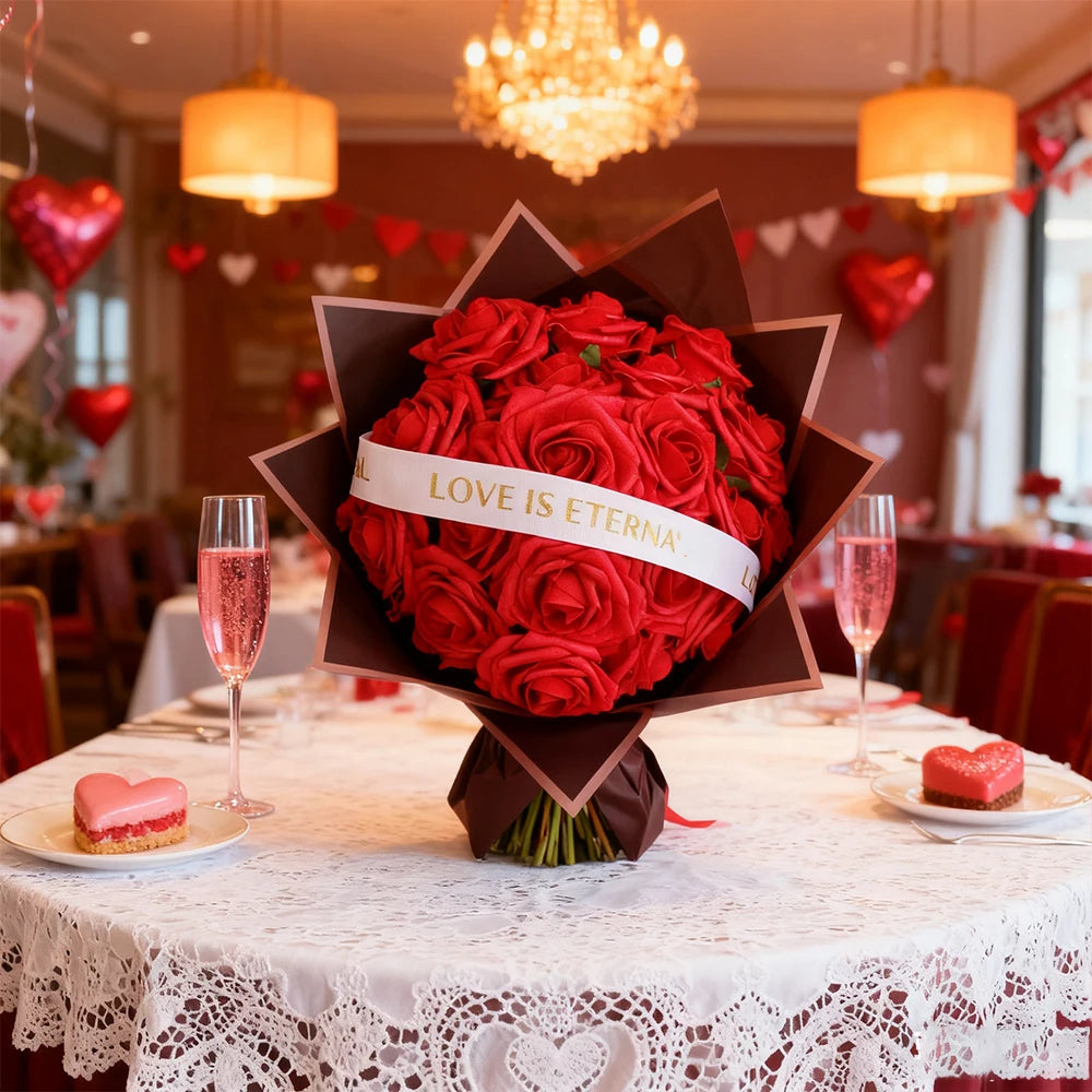 Set of 25 Red Artificial Roses for DIY Wedding Bouquets and Centerpieces