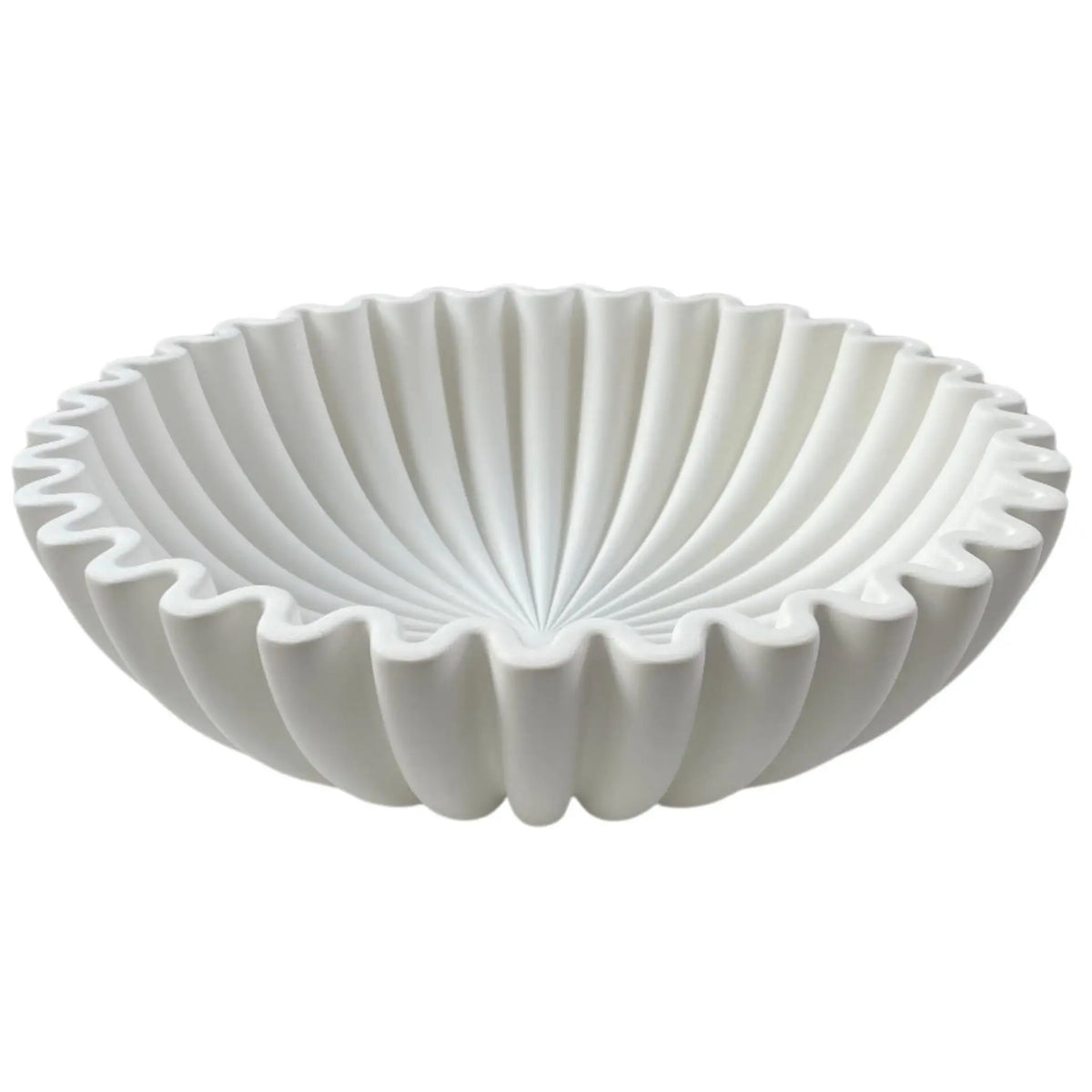 White lotus leaf resin decorative bowl with ribbed texture