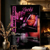 A poster for the Lucki album featuring a woman and tracklist details.