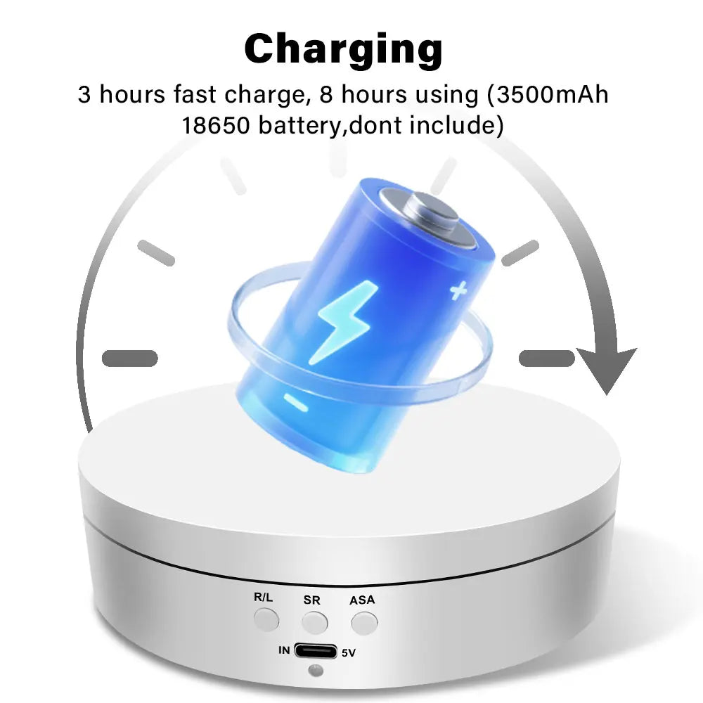 A white charging base with a blue battery being charged, showing a 3 hours fast charge and 8 hours usage time.