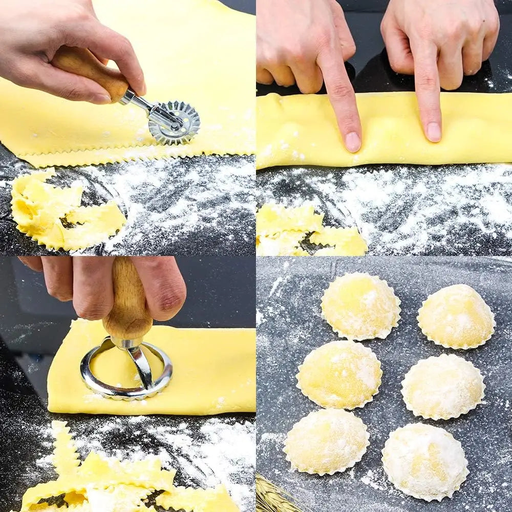 Ravioli Stamp and Cutter Set with Wooden Handle