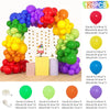 A colorful balloon garland arch kit featuring various colored balloons arranged in an arch shape for party decorations.