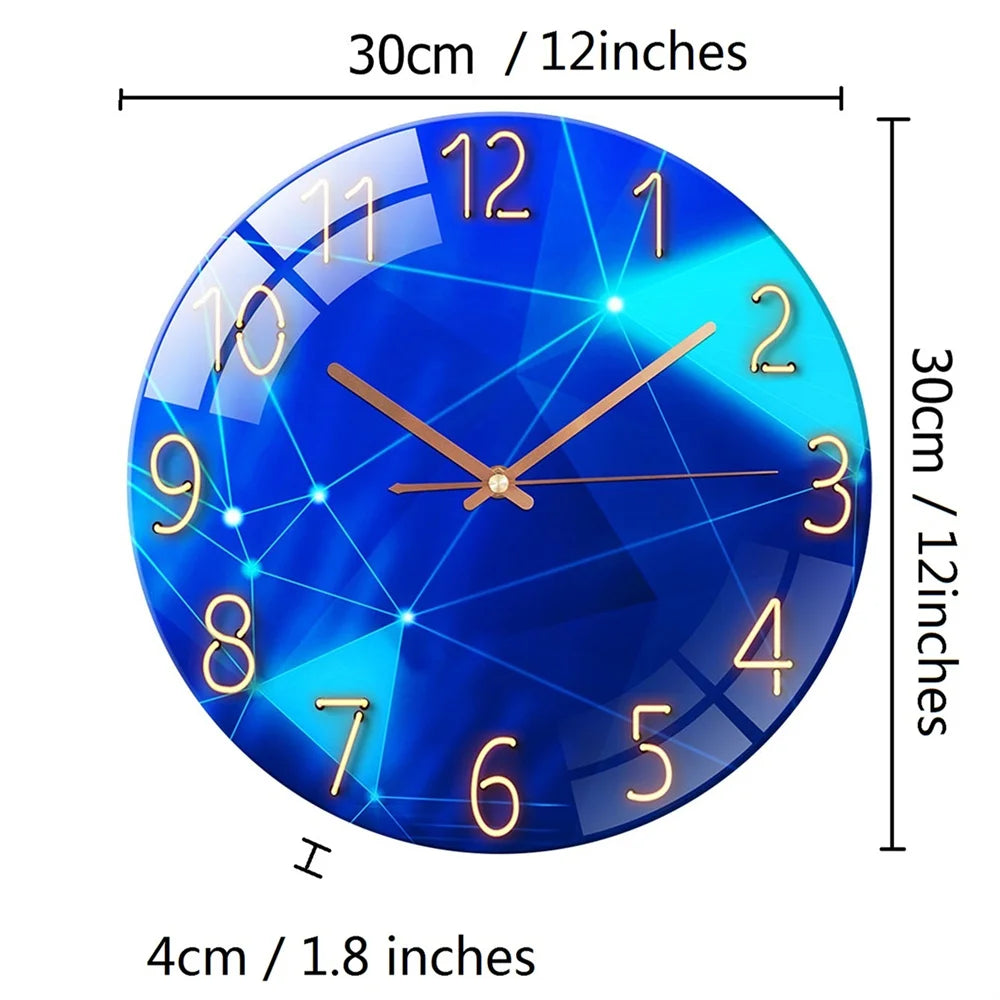Modern Geometric Glass Wall Clock with Silent Quartz Movement