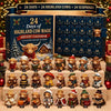 A 24-day Christmas advent calendar box featuring Highland cow figurines and a calendar layout.