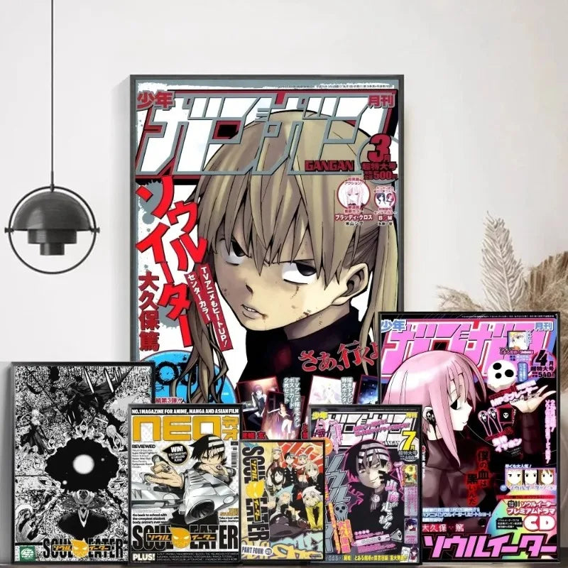 Anime poster featuring characters from Soul Eater with dark and stylized artwork