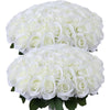 A bouquet of white artificial silk roses