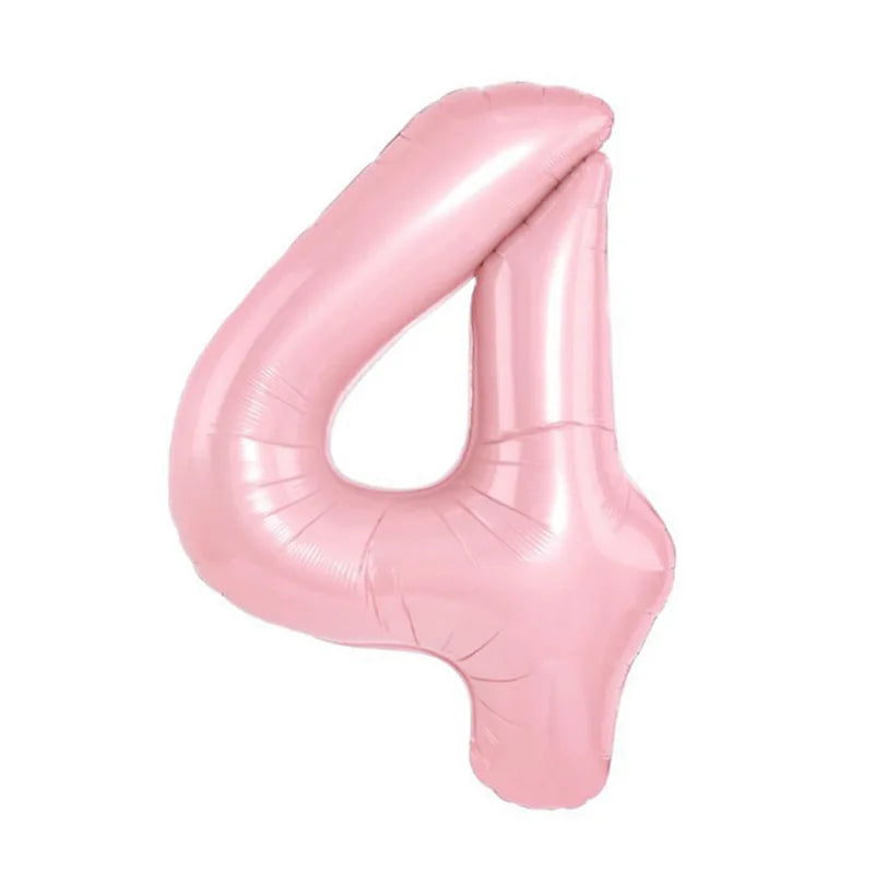 Pastel Pink Foil Number Balloons (0-9) for Birthday Party Decorations